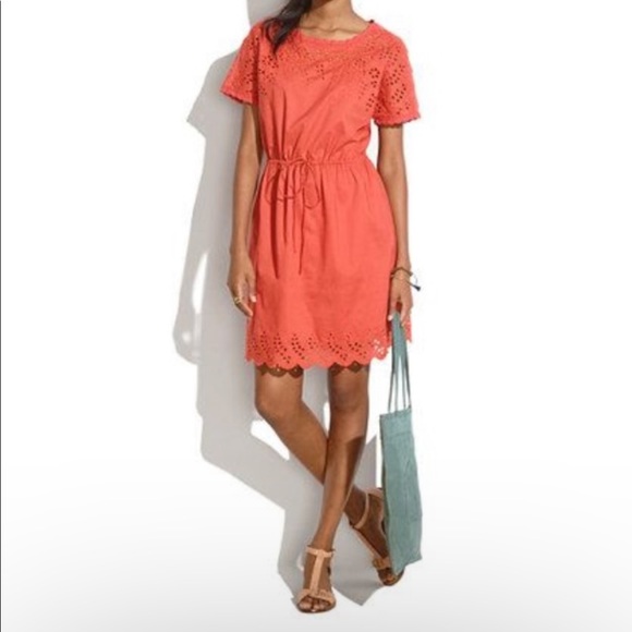 Madewell Size 4 Coral Eyelet Dress - Picture 1 of 9